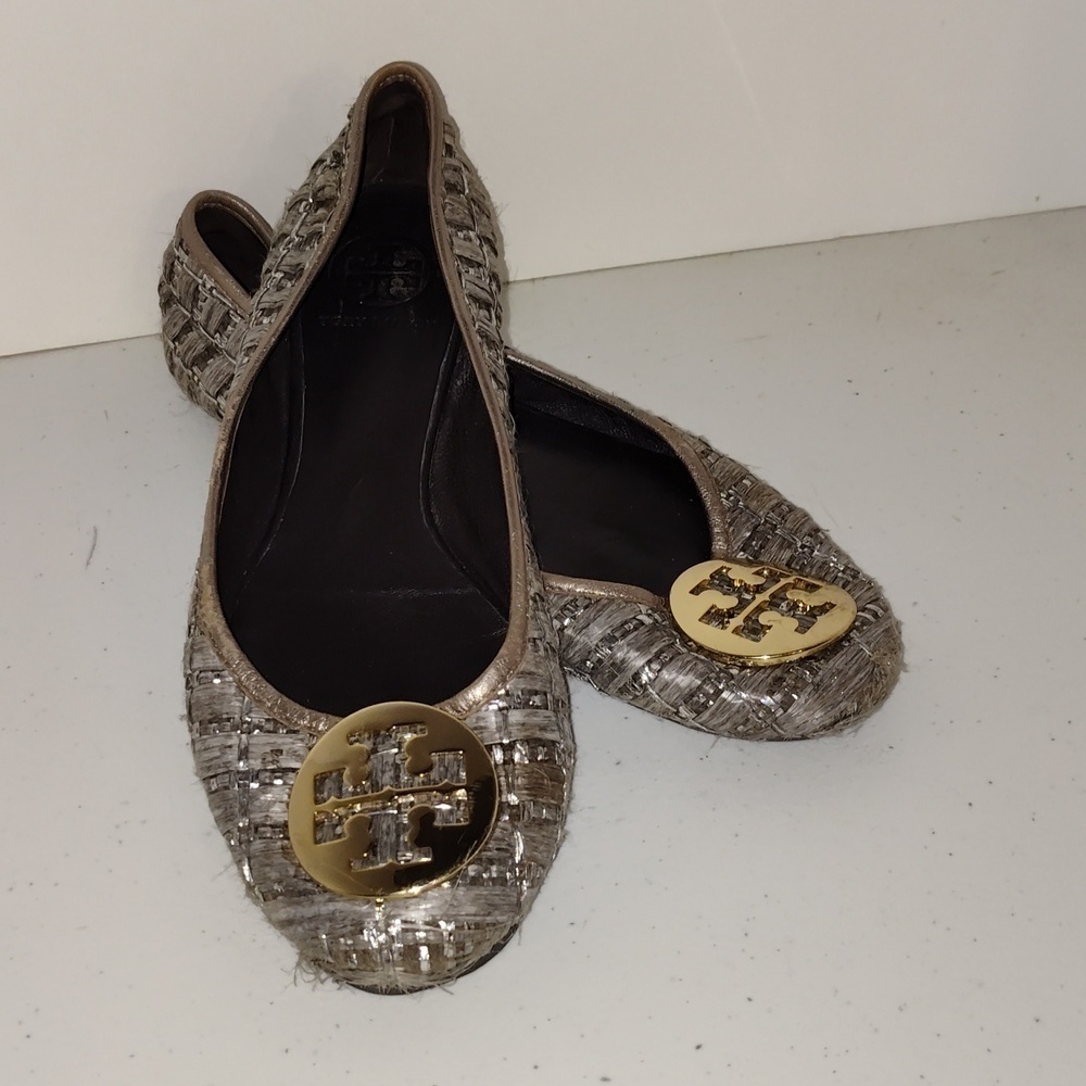 Tory Burch Woven Rattan Reva Flats size 8